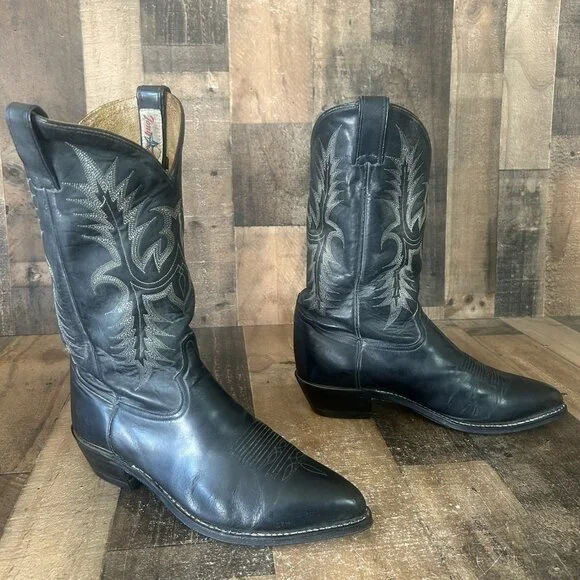 Tony Lama Vintage Black Western Cowboy Boots Mens 11 EE